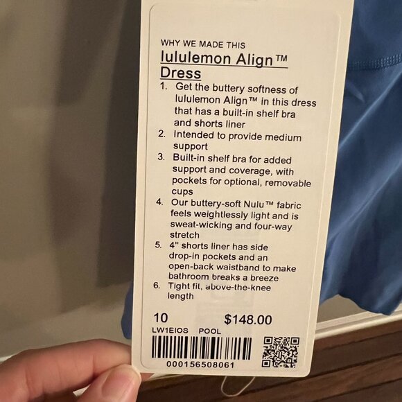 NWT Lululemon Align Dress - Pool Party Blue - Size 10 - Picture 7 of 7